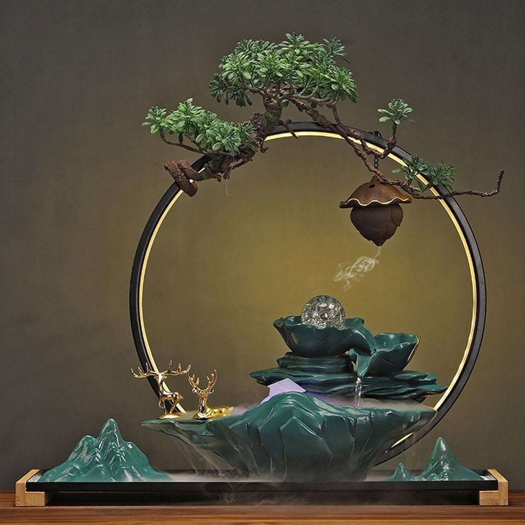 GUERNSEY Tabletop Fountain Flowing Water Ornaments Home Living Room Porch Desktop Fountain Landscape Study Desktop Fountain Decorations Indoor Fountain