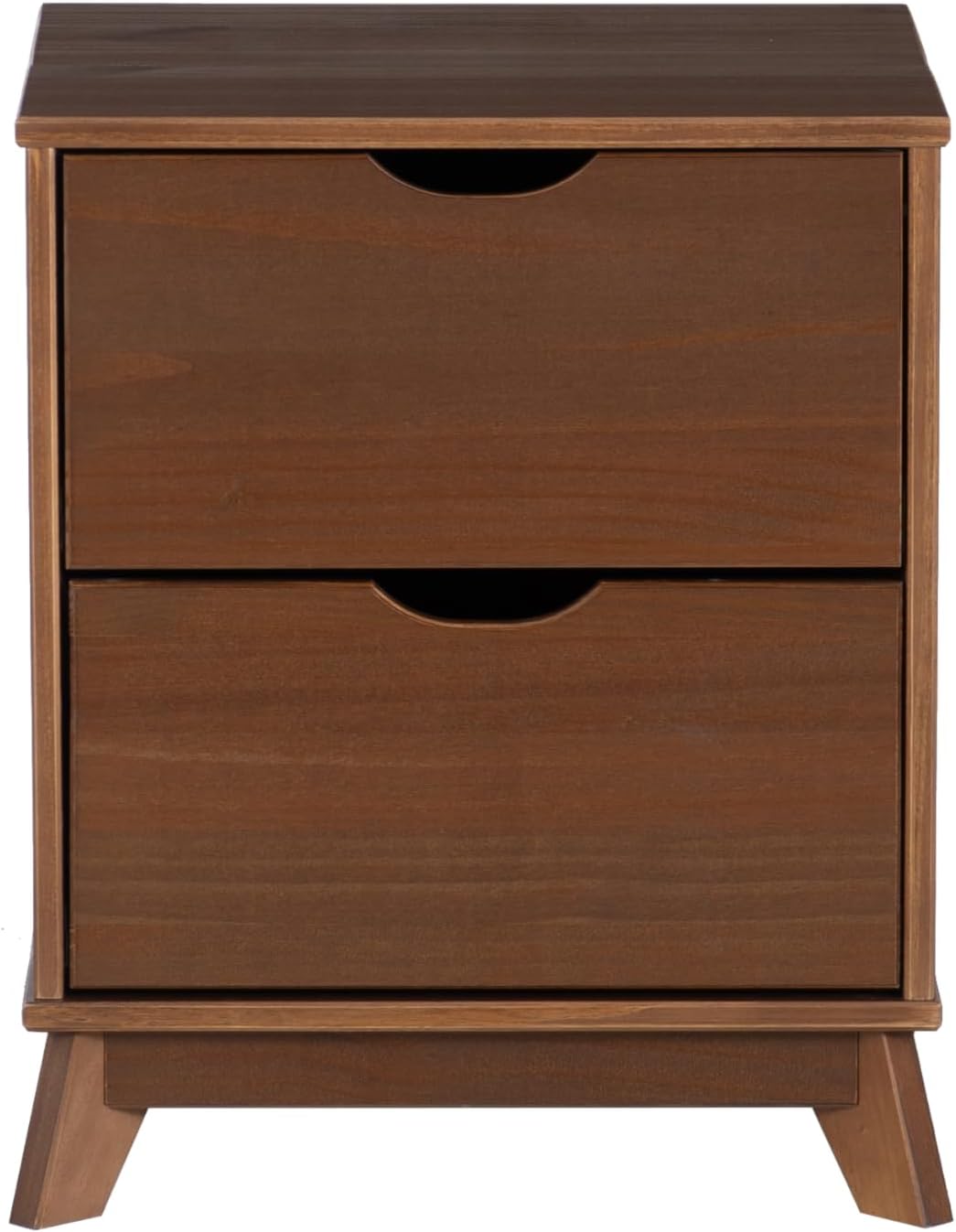 Powell Fordham Walnut Solid Pine Wood Twin Sized Platform Bed with Six Drawer Dresser and Set of 2 Two Drawer Nightstands