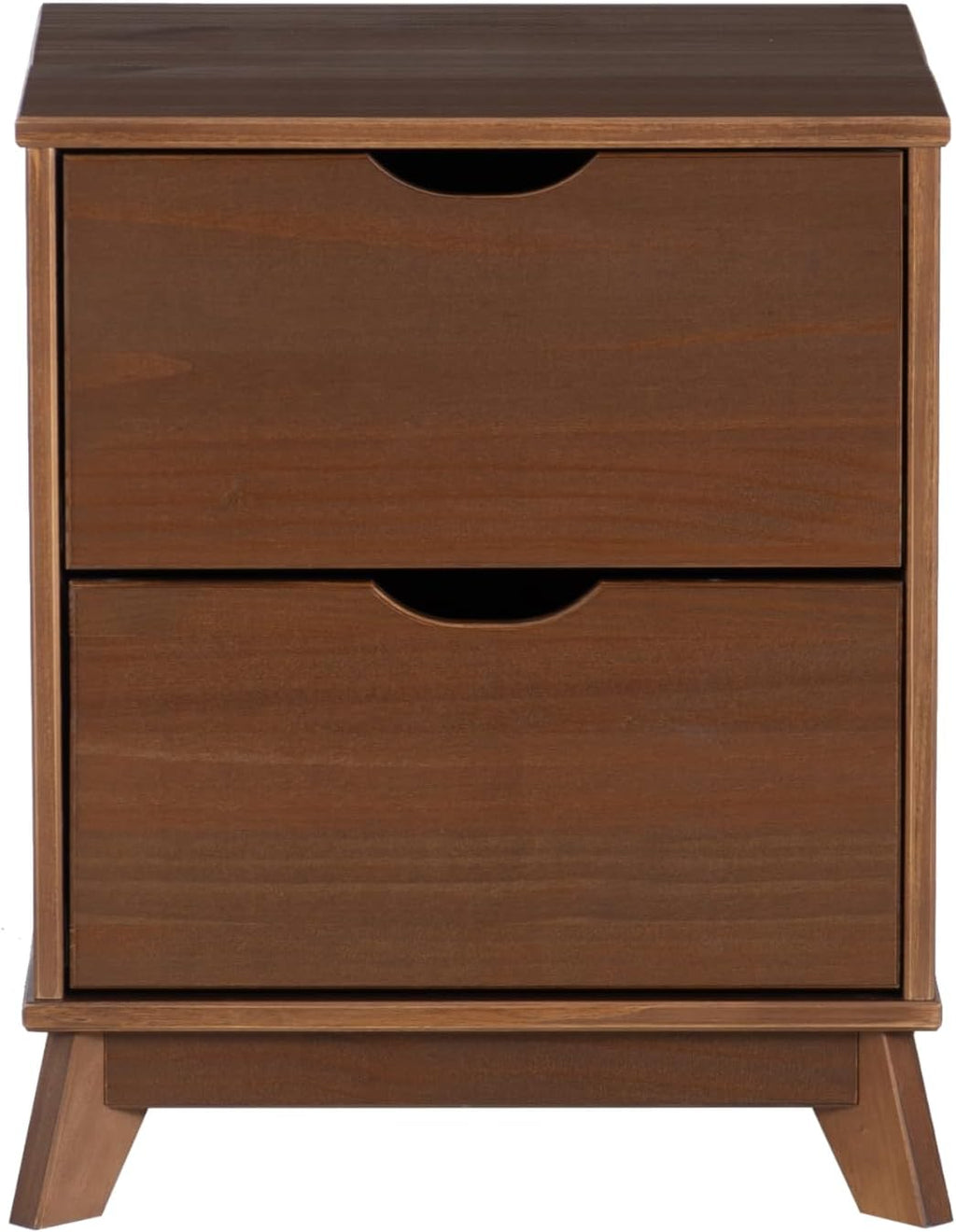 Powell Fordham Walnut Solid Pine Wood Twin Sized Platform Bed and Two Drawer Nightstand