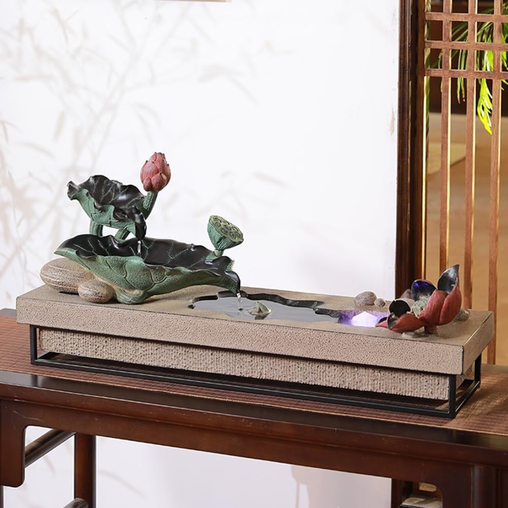 GRFIT Indoor Fountain Relaxing Tabletop Fountain with Running Water for Decorating Living Room and Entrance. Table Fountain