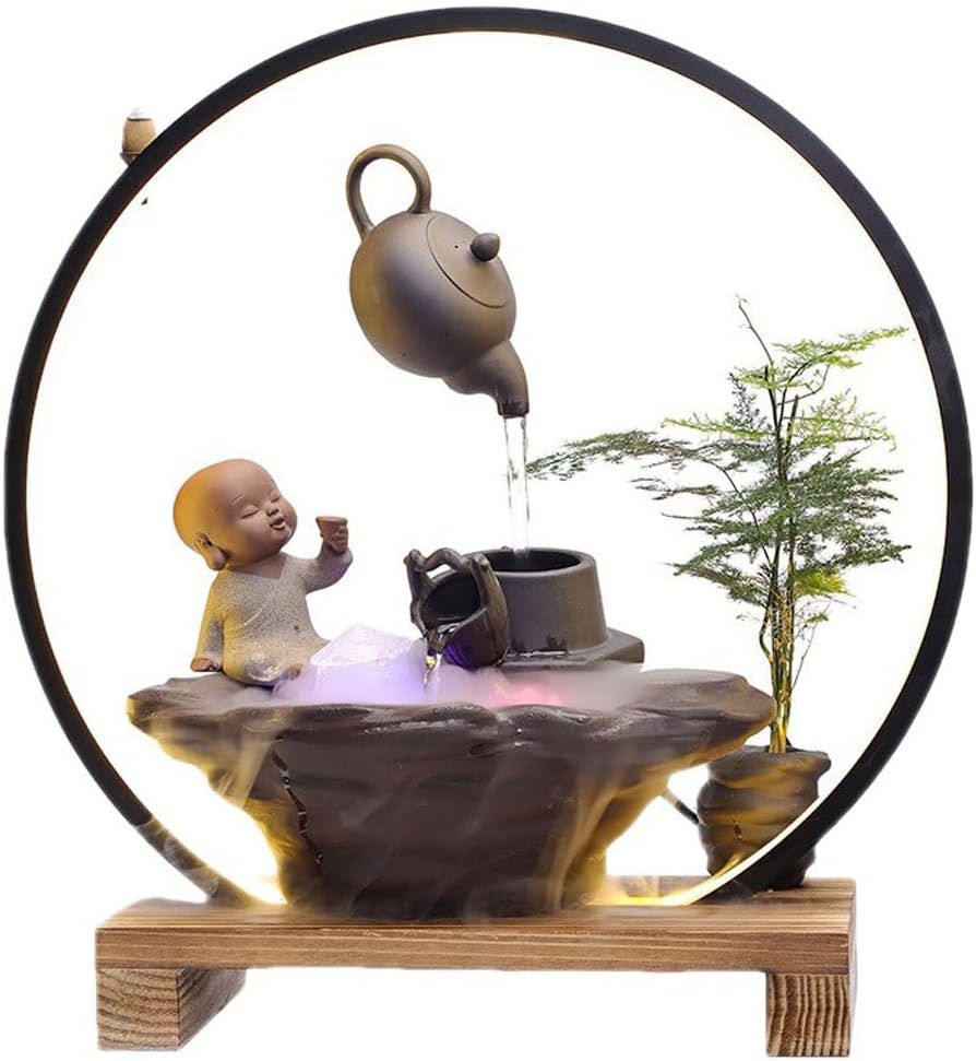 GUERNSEY Tabletop Fountain Home Desktop Water Fountain Atomization Office Porch Living Room Backflow Incense Burner Desktop Water Indoor Fountain