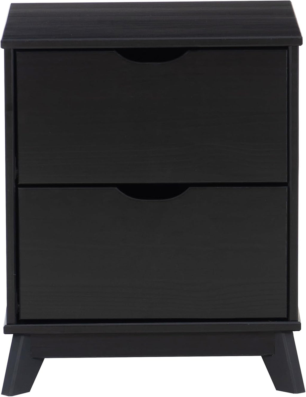 Powell Fordham Black Solid Pine Wood Twin Sized Platform Bed with Two Drawer Nightstand