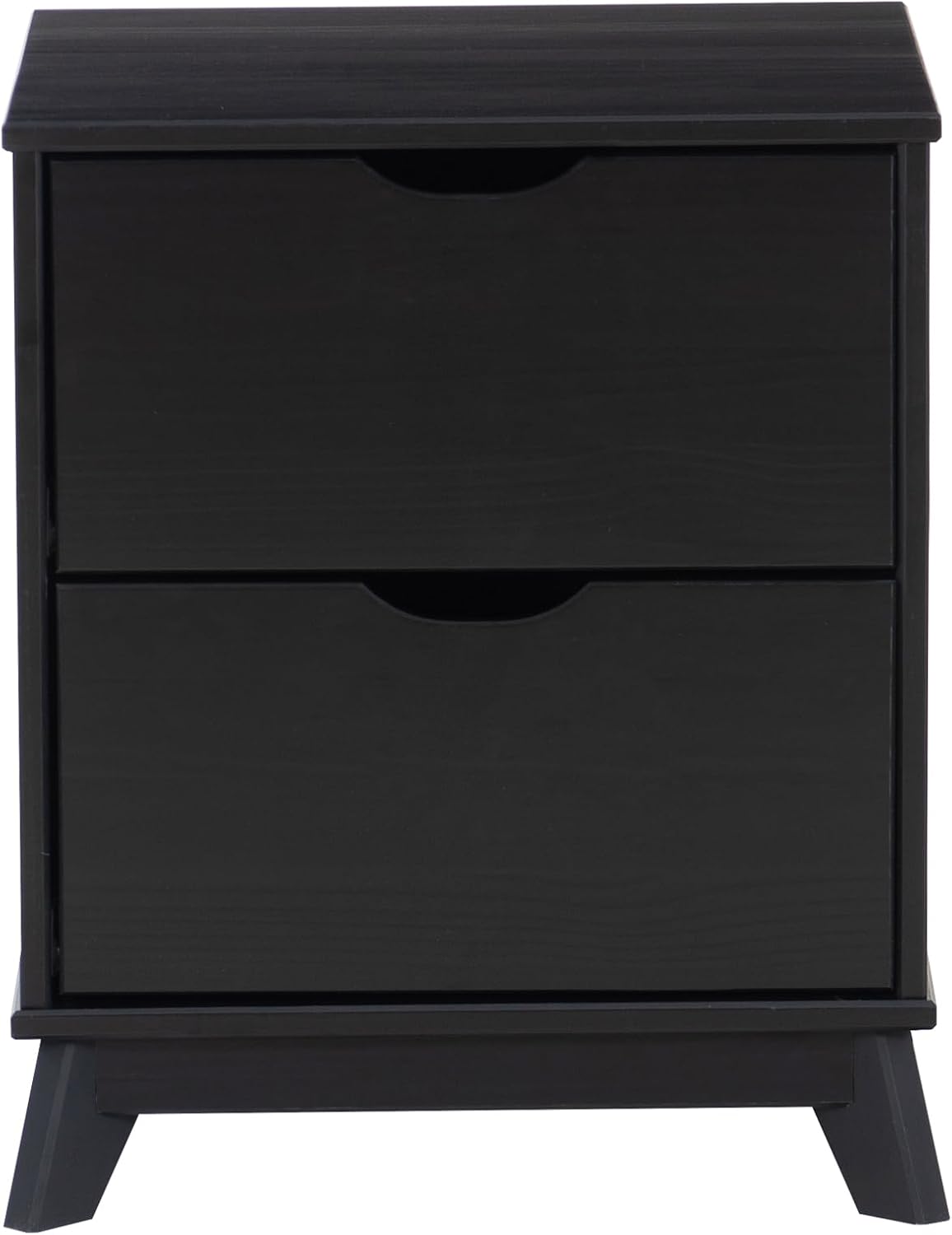 Powell Fordham Black Solid Pine Wood Twin Sized Platform Bed with Two Drawer Nightstand