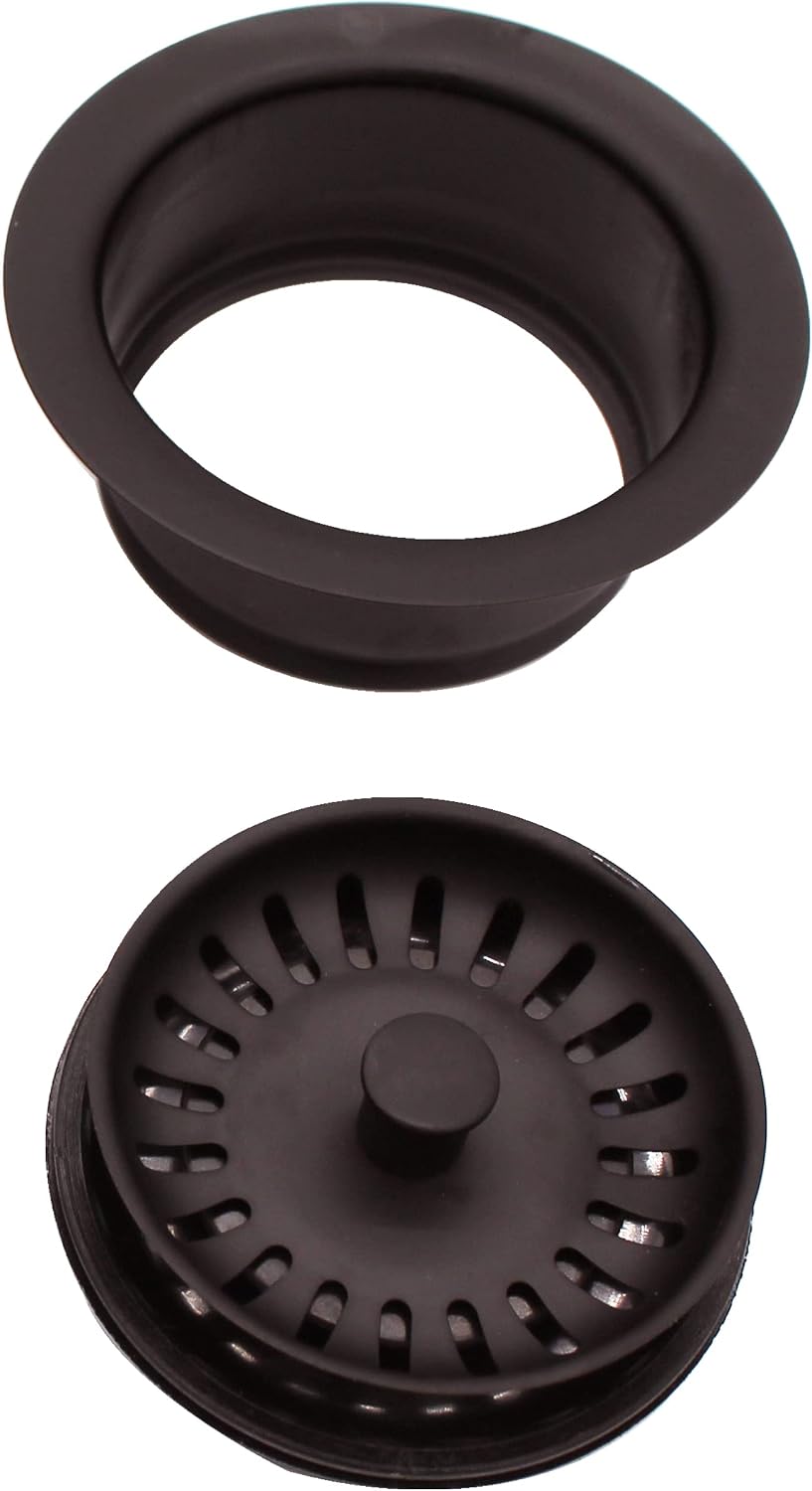 Westbrass CO2165S-12 COMBO PACK 3-1/2' Post Style Large Kitchen Sink Basket Strainer and Waste Disposal Drain Flange with Basket Strainer, Oil Rubbed Bronze