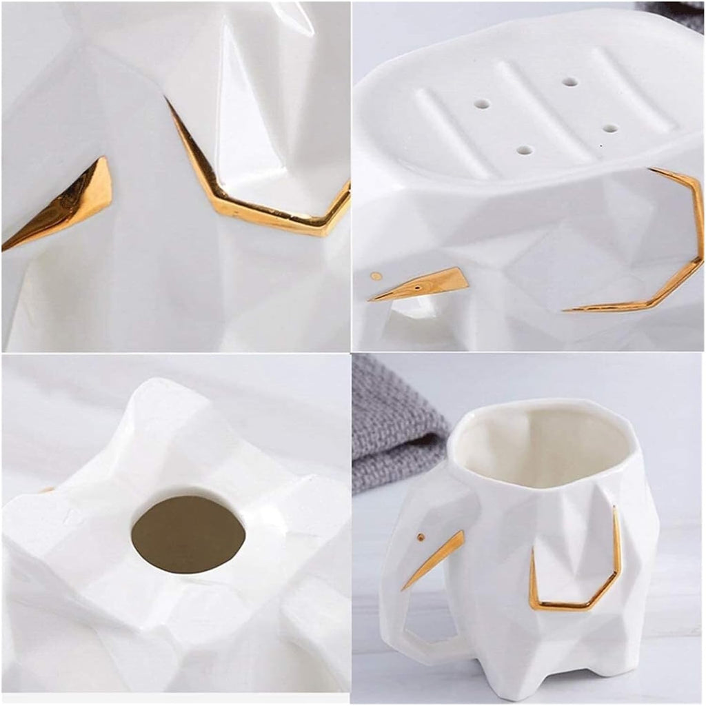 Soap Dispensers Bathroom Accessory Set,Geometric Cute Elephant Soap Dispenser for Liquid Soap Or Lotion Kitchen Bathroom,Blanc