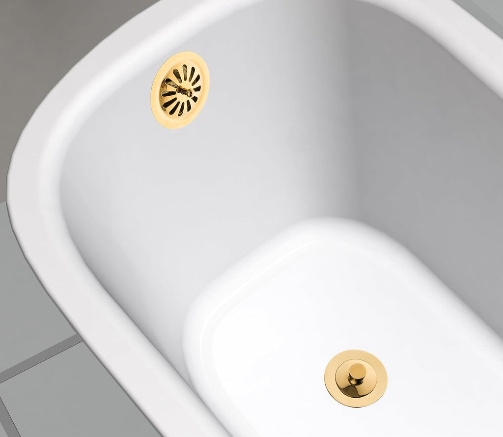 Artiwell Vintage Claw Foot Tub Drain Kit with Lift and Turn Bath Drain Stopper, 1-1/2' Brass Tubular Leg Tub Bathtub Waste and Overflow Drain Assembly with Drain Plug and Bathtub Overflow Cover