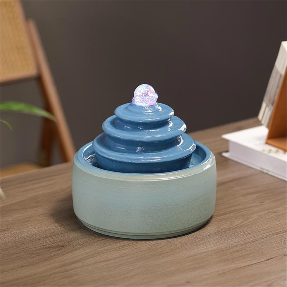 Tabletop Tabletop Fountain Decorations, Desktop Water Ornament for Home Office Decor(Black)