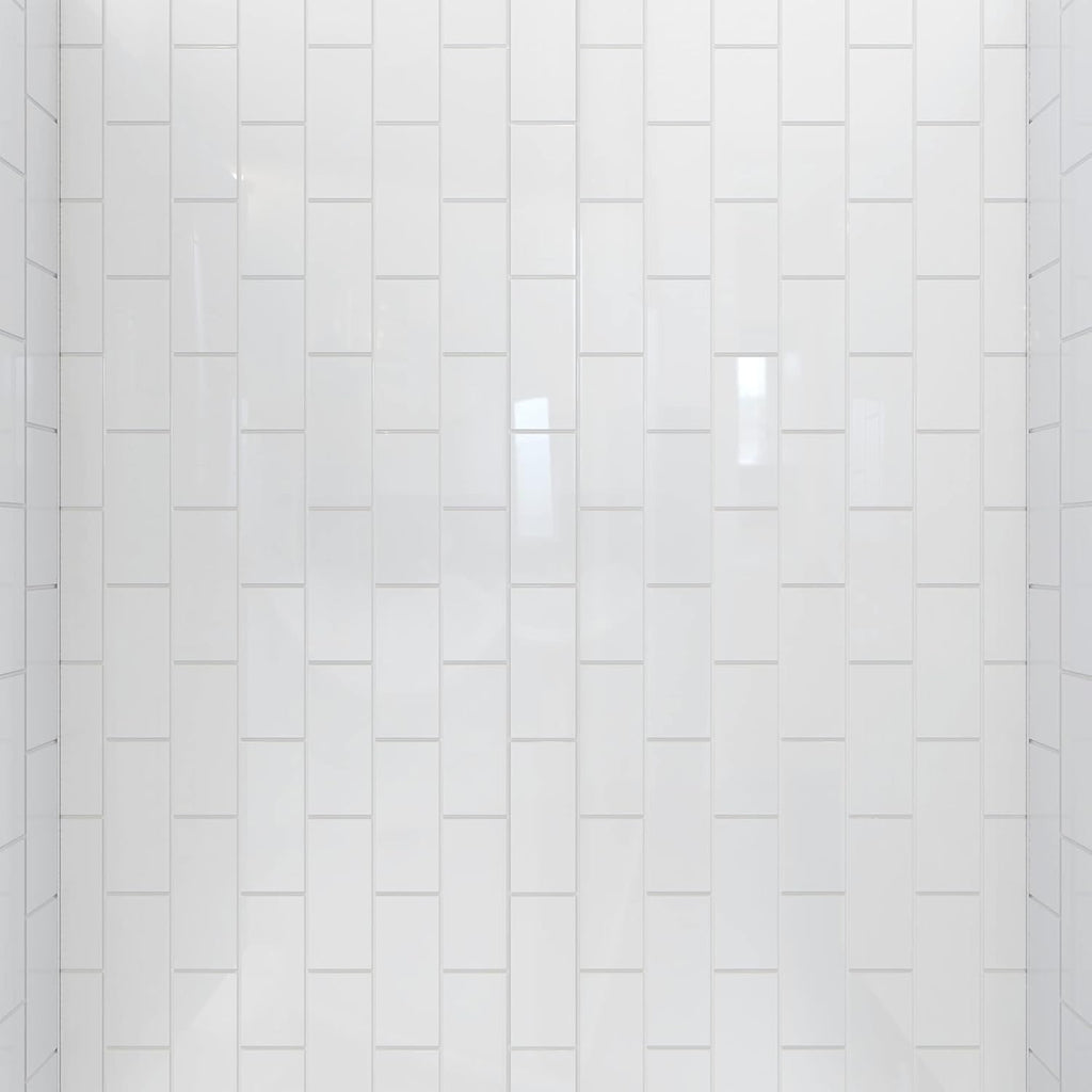 DreamLine Infinity-Z 32 inch D x 60 inch W x 78 3/4 inch H Semi-Frameless Sliding Shower Door in Chrome and Clear Glass, Left Drain Shower Base, and Wall Kit in White