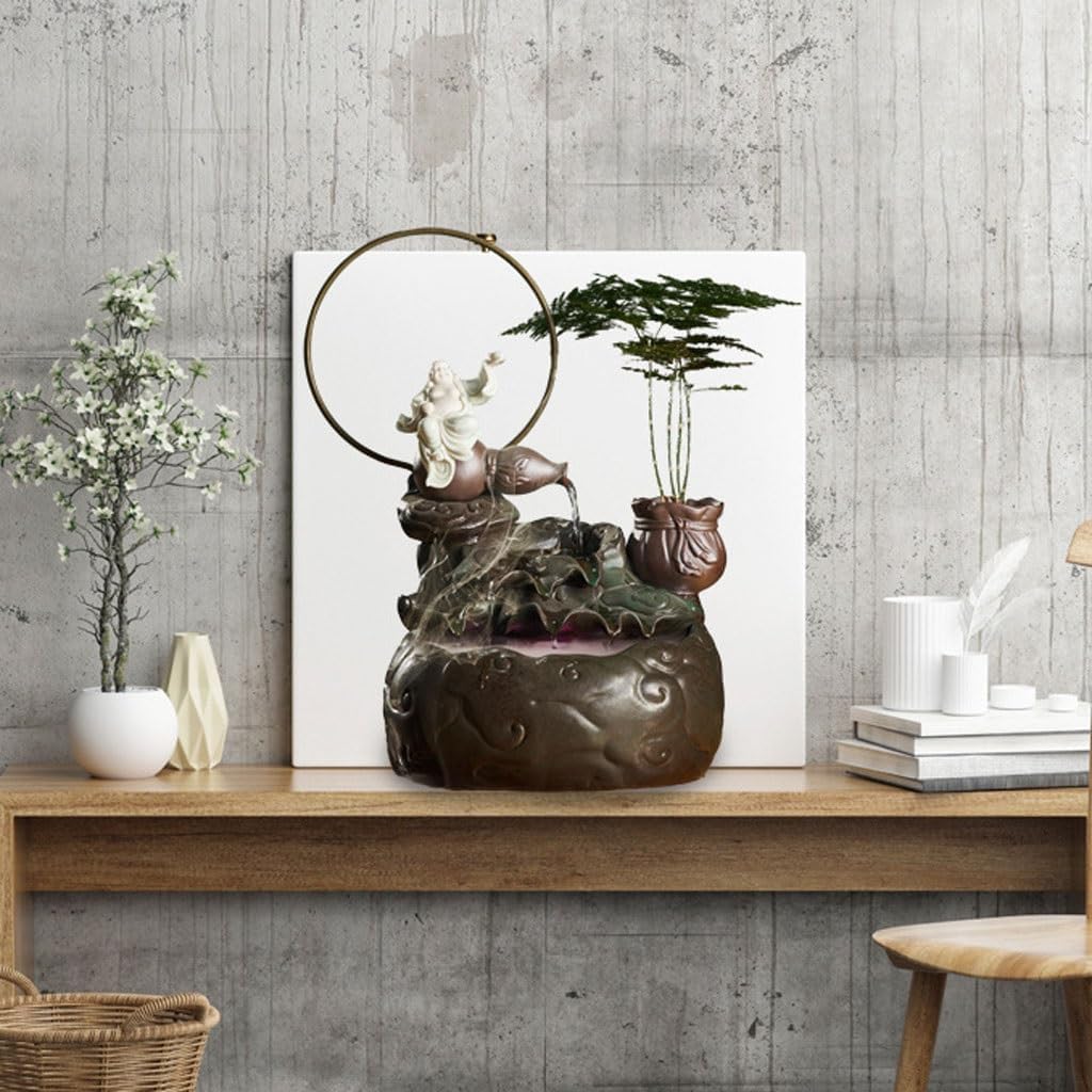 GUERNSEY Tabletop Fountain Ceramic Circulating Water Ornaments Home Living Room Decorations Indoor Desktop Landscape Fountain Creative Ornaments Tabletop Fountains Indoor Fountain