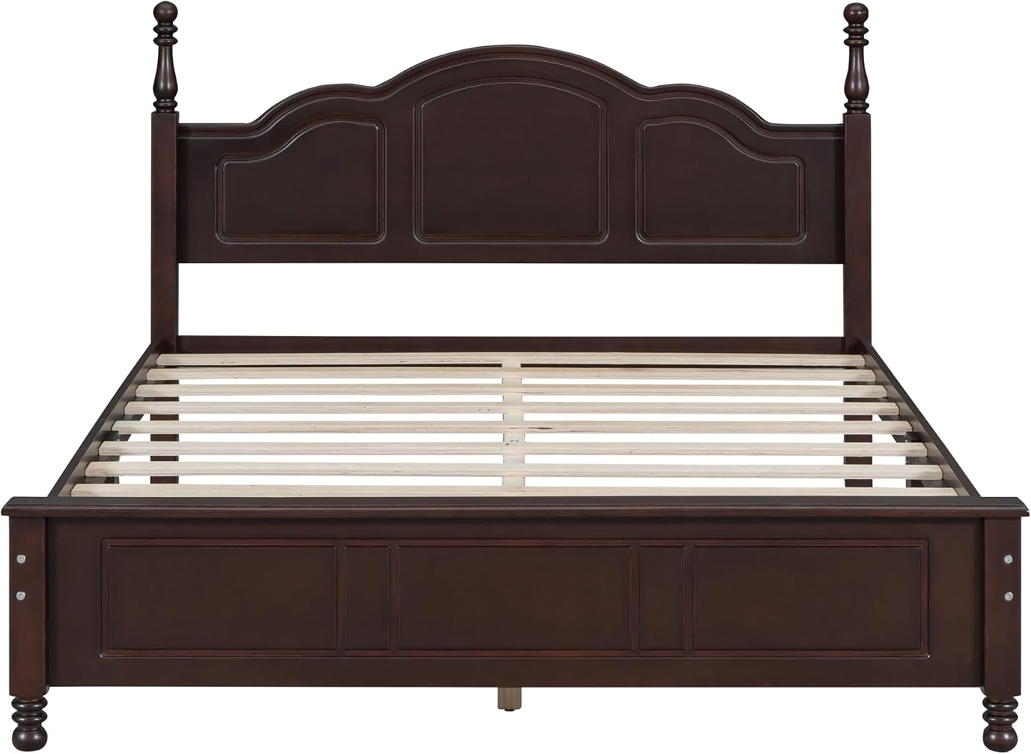 3-Pieces Bedroom Sets,Queen Size Wood Platform Bed and Two Storage Nightstand and Dresser,Dark Walnut