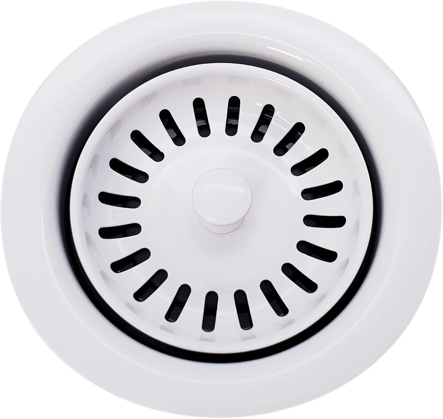 Westbrass CO2195S-50 Combo Pack 3-1/2' Wing Nut Twist Style Large Basket Extra-Deep Collar Kitchen Sink Waste Disposal Flange with Strainer Stopper, Powder Coat White