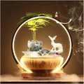 HIHELO Desktop Fountain Tabletop Fountain Chinese Ceramic Water Fountain Office Desktop Decoration Ornament Desktop Circulating Water Fountain Water Fountain Outdoor (Color : B)