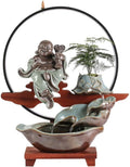 GUERNSEY Tabletop Fountain Tabletop Fountains Chinese-Style Maitreya Buddha Water Fountain Ornaments Office Living Room Decoration Ornaments Indoor Creative Ornaments Indoor Fountain