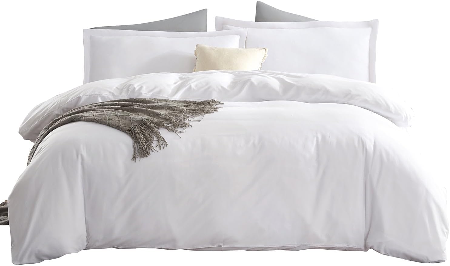 Premium 1-Piece Queen Size Duvet Cover – 800 Thread Count Pima Cotton, Heavyweight Fabric, Zipper Closure & Corner Ties, Ultra Soft & Durable (White)