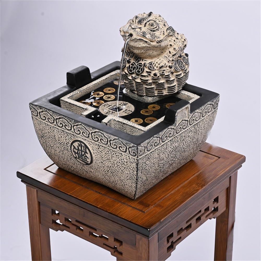 GRFIT Indoor Fountain Tabletop Relaxation Fountain with Golden Toad Table Fountain