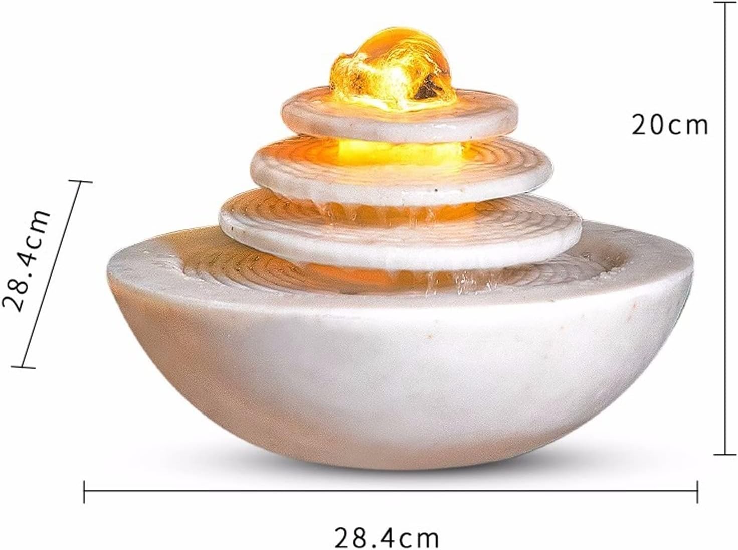 HIHELO Desktop Fountain Indoor Tabletop Fountain Waterfall Home Decor Relaxation Fountain 3 Tier Disc and Round Basin with LED Light Roller Ball Water Fountain Outdoor (Color : B)