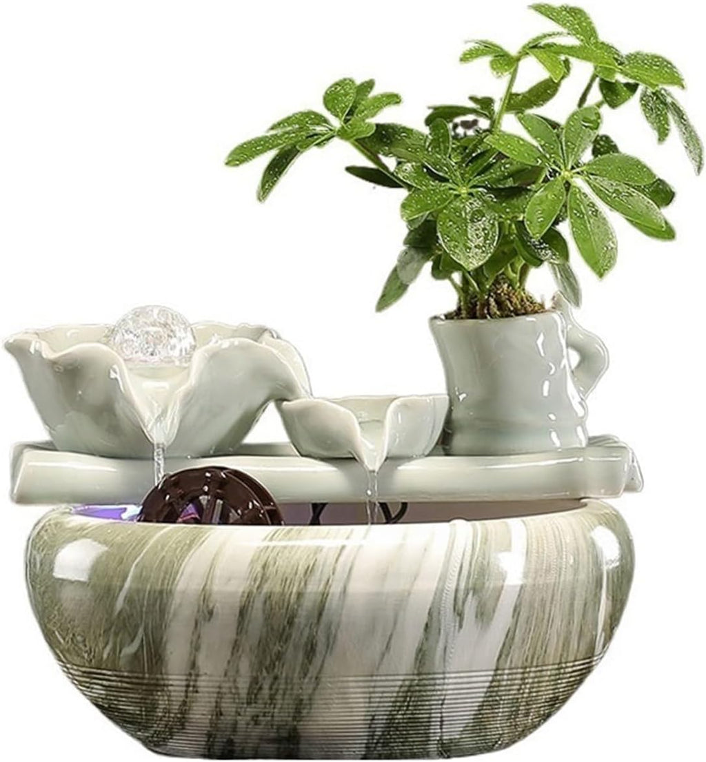 GLigeT Tabletop Fountain Creative Small Ceramic Circulating Water Ornaments Fish Tank Living Room Office Desktop Fountain Decorative Fortune Gifts Water Fountain Decor
