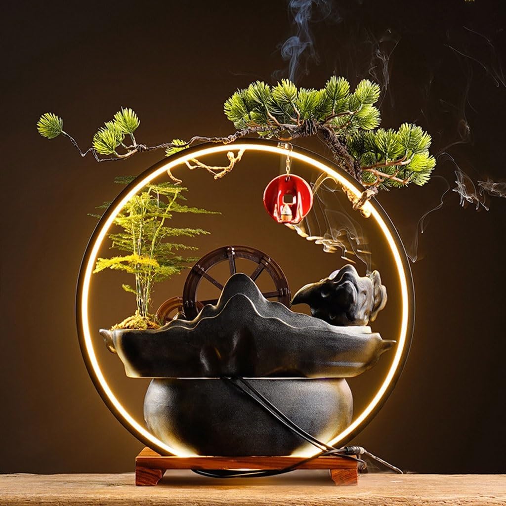 GUERNSEY Tabletop Fountain Chinese Desktop Fountain Ornaments Circulating Water Living Room Office Desktop Decoration Study Desktop Ornaments Indoor Fountain