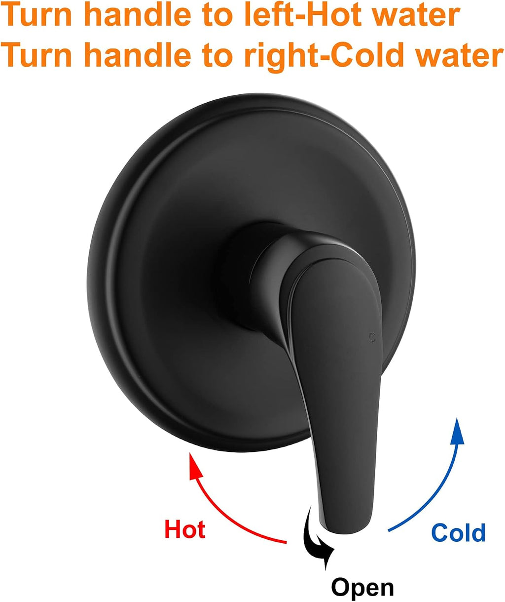 Wall Mounted Shower Faucet Set, Shower Fixtures Shower Mixer, Single Function Shower Trim Kit Pressure Balancing Shower System with Single Spray Detachable Clean Shower Head,Black