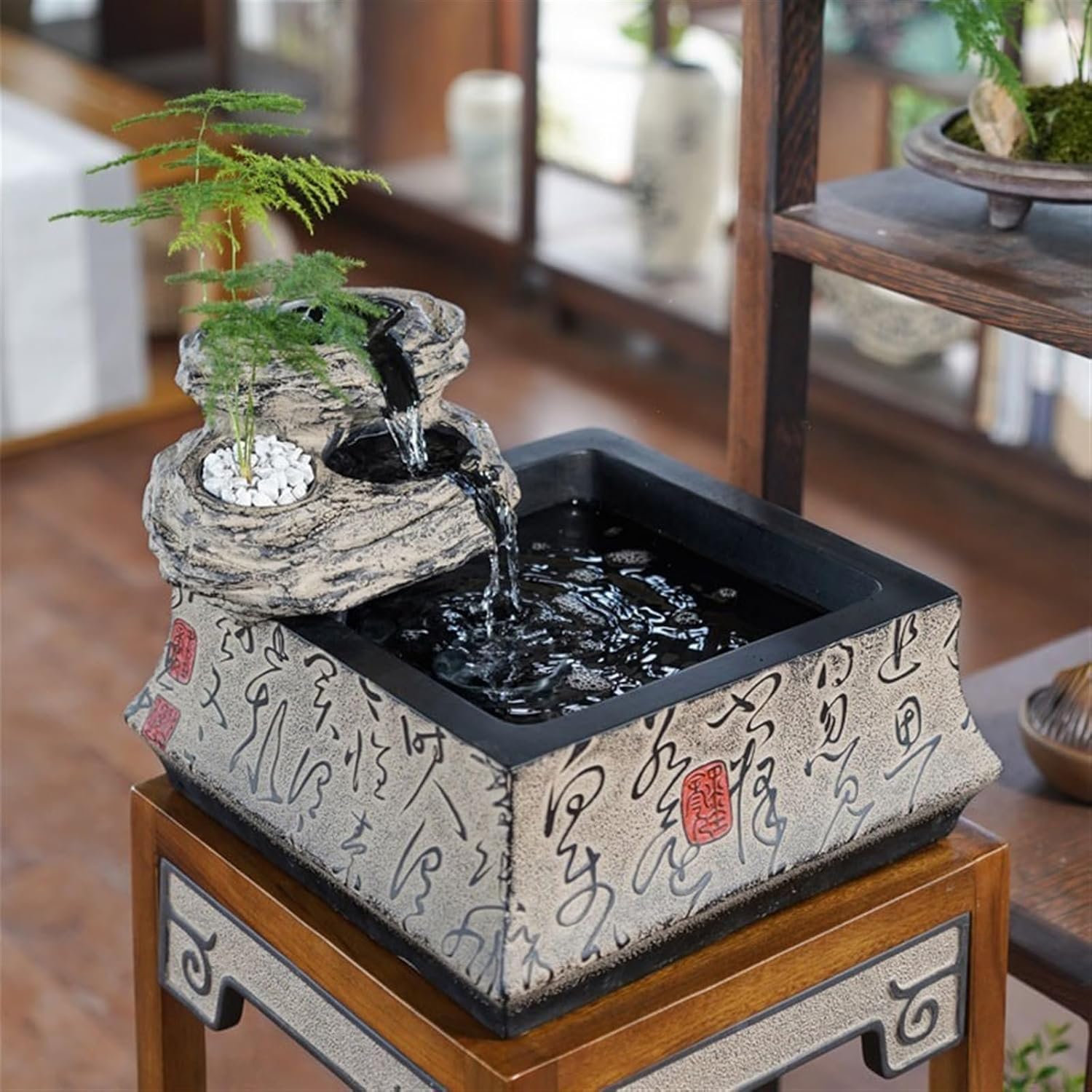 GLigeT Tabletop Fountain Desktop Running Water Ornaments Living Room Office Zen Decorative Recycled Water Landscape Small Fountains Water Fountain Decor