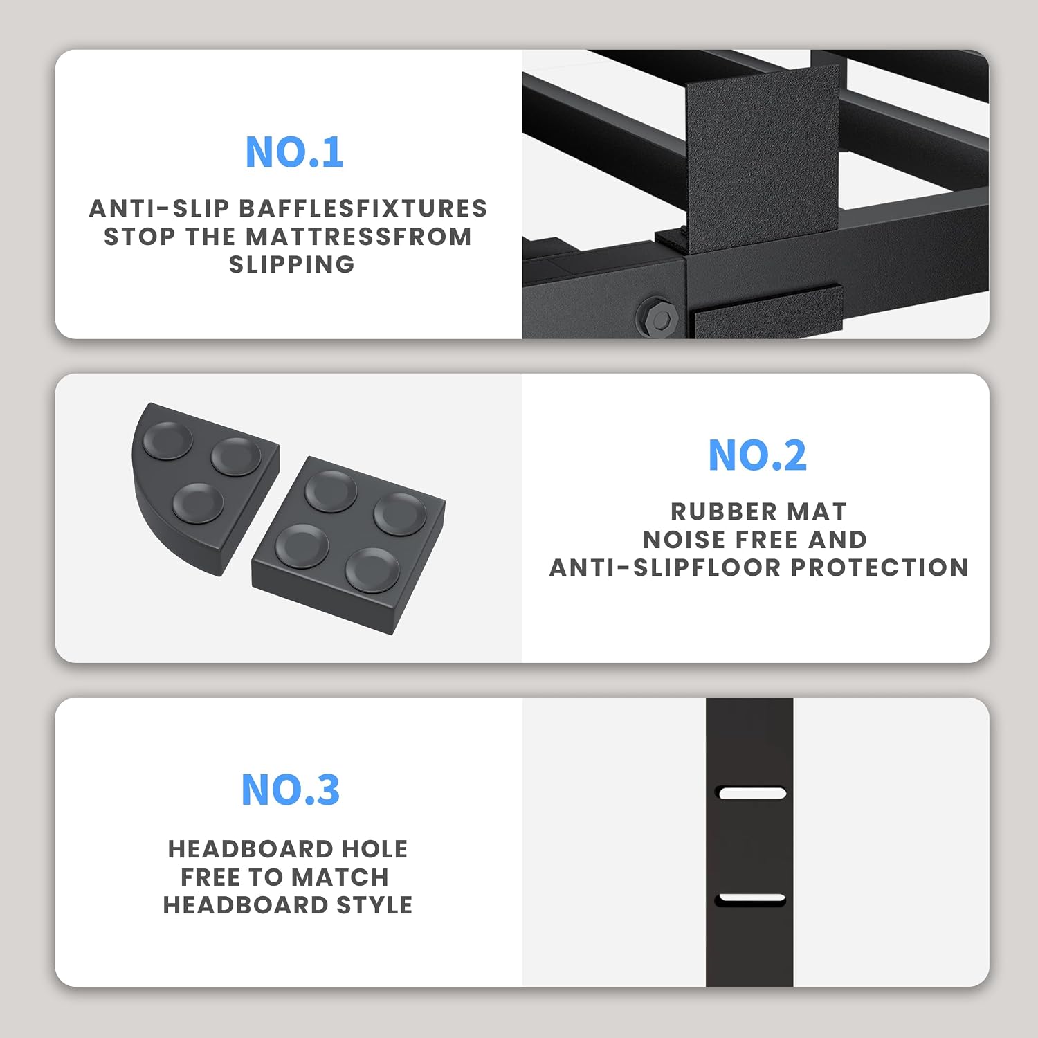 VIPSHOW 20 Inch King Size Bed Frame, 3500Lbs Heavy Duty Metal Platform with Round Corner Legs Mattress Slide Stopper, Steel Slat Support No Box Spring Needed, Noise Free, Non-Slip, Easy Assembly