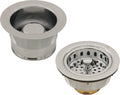 Westbrass CO2185-05 Combo Pack 3-1/2' Post Style Large Kitchen Sink Basket Strainer and Waste Disposal Drain Flange with Stopper, Polished Nickel
