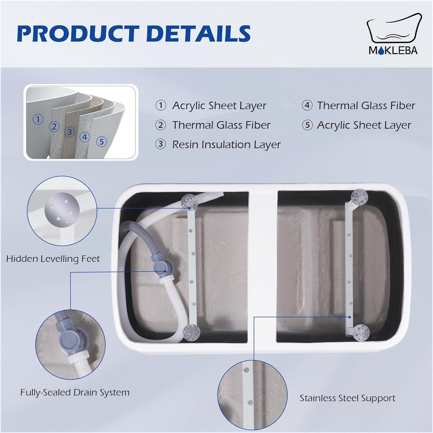47' Lucite Acrylic Freestanding Bathtub，Square Shape Japanese Soaking Tub with Seat Desgin,Toe-tap Chrome Right Drain, Slotted Overflow, cUPC Certified,Glossy White