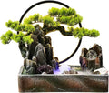 Indoor Waterfall Fountains Indoor Resin Tabletop Water Fountain Waterfalls Fountains Artificial Bonsai Tree Decorative Tabletop Fountain with LED Light for Home and Office Indoor Spaces Decor Tabletop