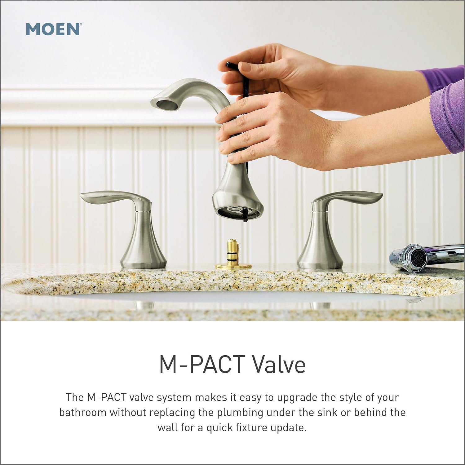 Moen Eva Brushed Nickel Two-Handle High Arc Widespread Bathroom Sink Faucet for 3-Hole Setups with Valve Included, TV6420BN