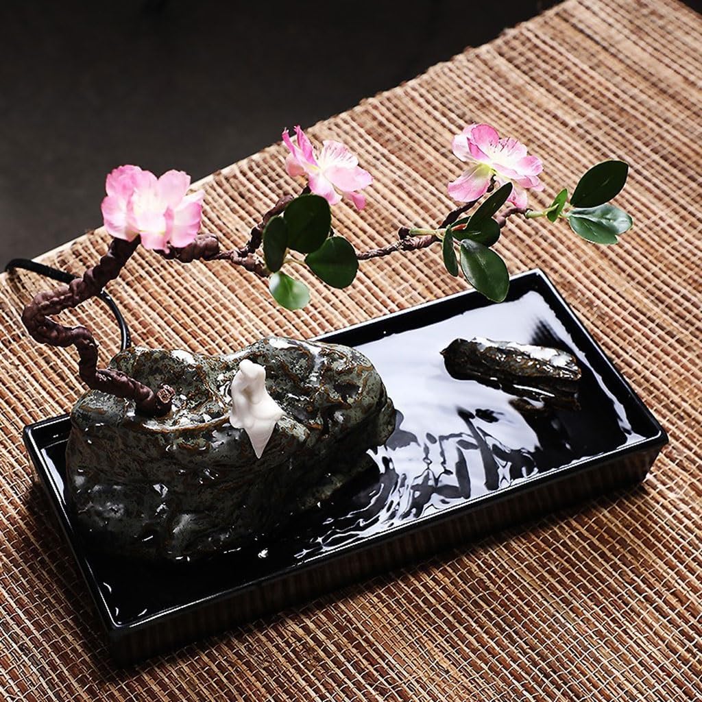 GUERNSEY Tabletop Fountain Chinese Creative Water Desktop Fountain Ornaments Living Room Tea Room Desktop Decorations Small Rockery Water Device Indoor Waterfall Feature Indoor Fountain