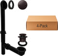 Westbrass Y593144-4-12 14' Black Tubular Bath Waste & Overflow Assembly with Tip-Toe Drain Plug and Two-Hole Faceplate, Oil Rubbed Bronze (4-Pack)