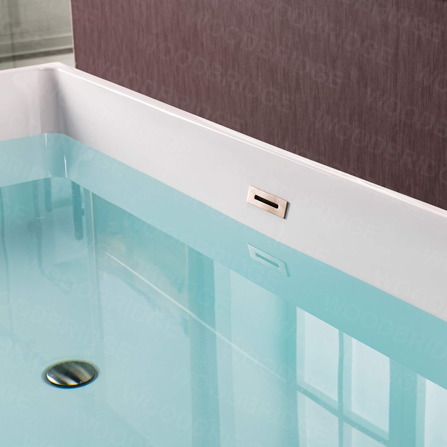 WOODBRIDGE 67' Acrylic Freestanding Bathtub Contemporary Soaking Tub, Black Acrylic (Brushed Nickel Drain/Overflow),B1812 Black -B/N-Drain &O