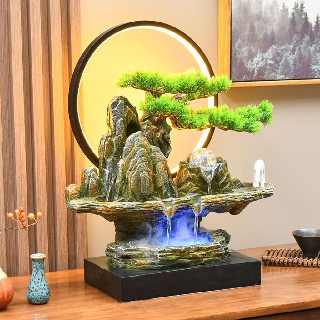 GUERNSEY Tabletop Fountain Tabletop Fountains Chinese-Style Living Room Circulating Water Ornaments Rockery Water Fountain Ornaments Office Desktop Decorations Indoor Fountain