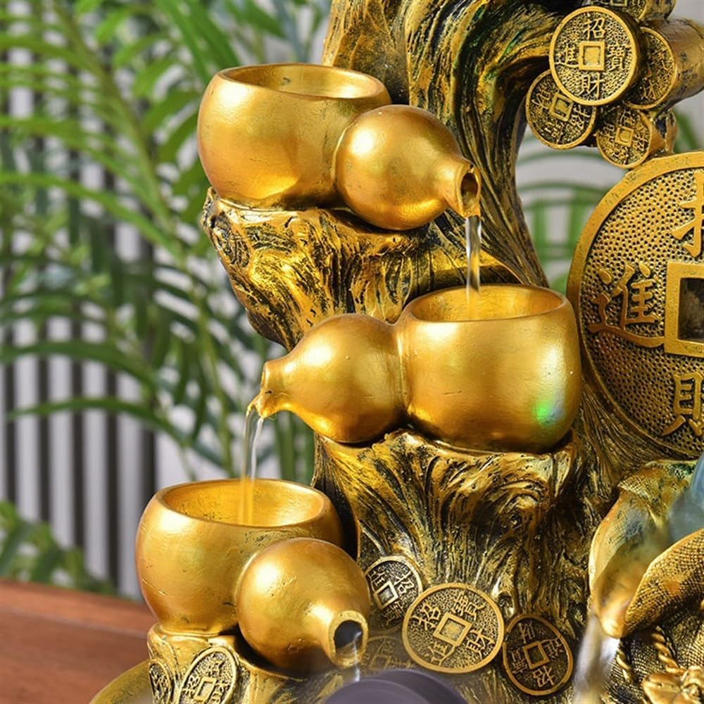 GRFIT Indoor Fountain Decorative Fountain, Feng Shui Wheel Circulating Water for Living Room, Office, Landscape, Flowing Water Ornaments to Attract Wealth Tabletop Fountain