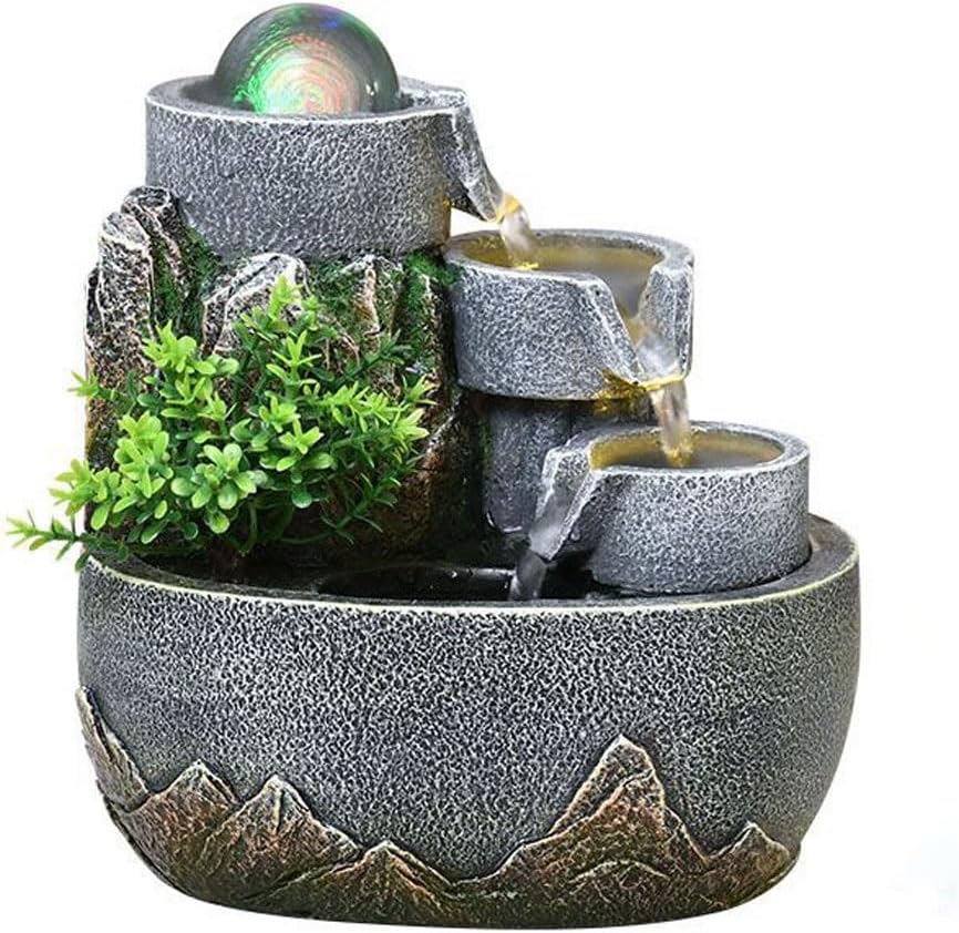 GUERNSEY Tabletop Fountain Water Wheel Water Fountain Decorative Ornaments Desktop Living Room Circulating Water Study Desktop Fountain Indoor Fountain