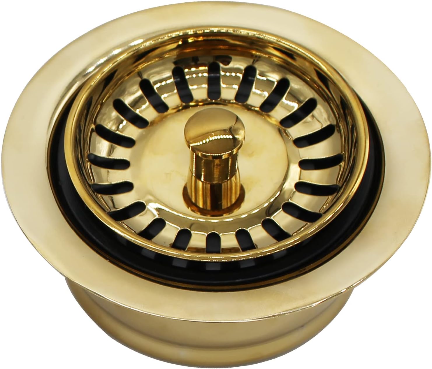 Westbrass CO2165S-01 COMBO PACK 3-1/2' Post Style Large Kitchen Sink Basket Strainer and Waste Disposal Drain Flange with Basket Strainer, Polished Brass