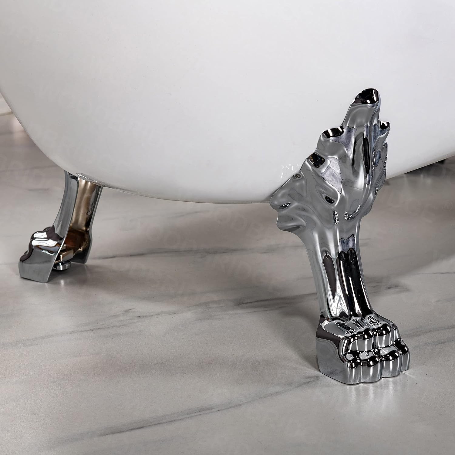 WOODBRIDGE 54' Heavy Duty Acrylic Slipper Clawfoot Bath Tub with Chrome Feet & Chrome Drain &Overflow,B0021 C