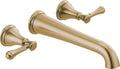 Delta Wall Mount Bathroom Faucet 3 Hole, Brushed Gold Bathroom Sink Faucet for Vanity, Champagne Bronze T5797-CZWL (Valve Not Included)