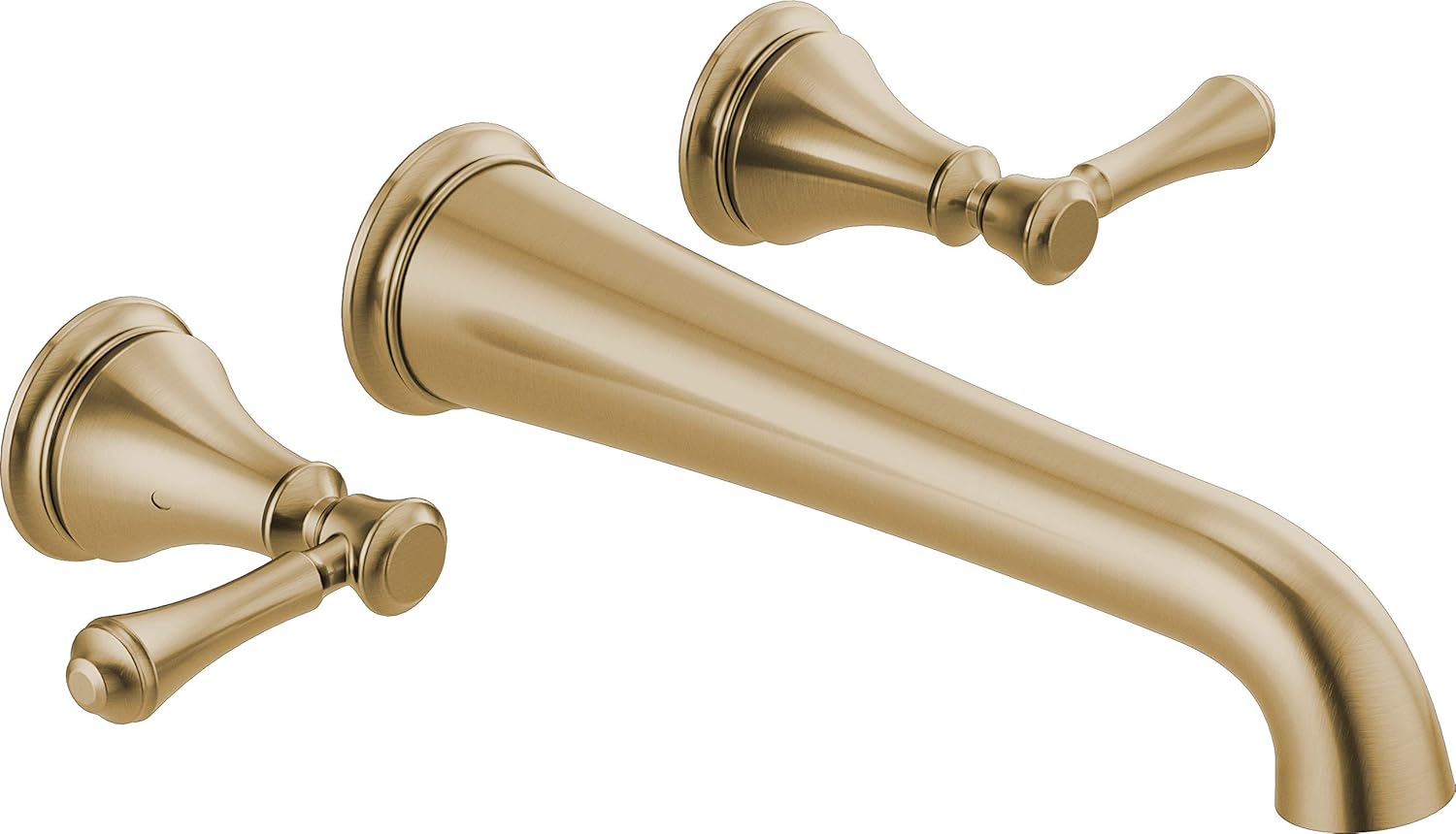 Delta Wall Mount Bathroom Faucet 3 Hole, Brushed Gold Bathroom Sink Faucet for Vanity, Champagne Bronze T5797-CZWL (Valve Not Included)