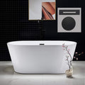 WOODBRIDGE 59' Freestanding White Acrylic Soaking Bathtub with Matte Black Drain and Overflow,BTA1514-MB
