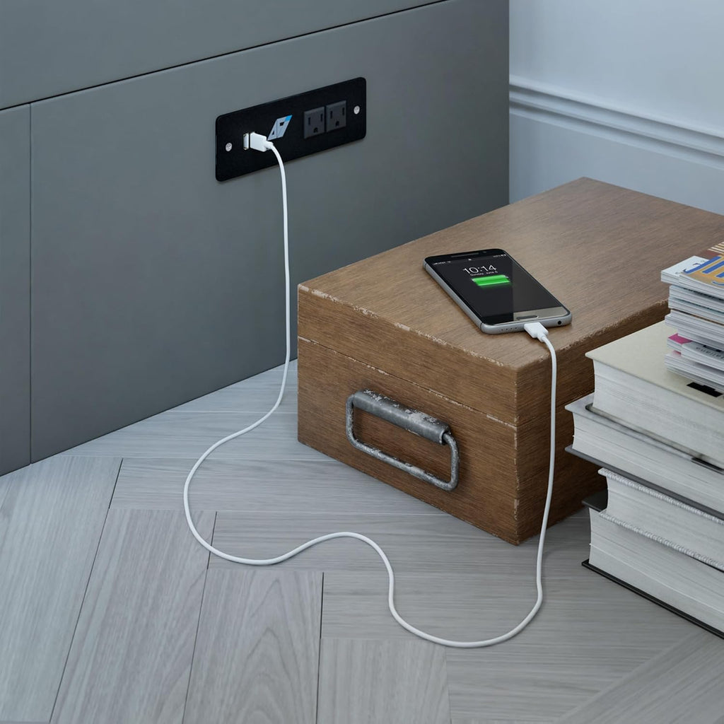 AFI, Hamilton Twin XL Murphy Bed Chest with 6' Mattress, Storage Drawer, and Built-in USB Charger, Grey