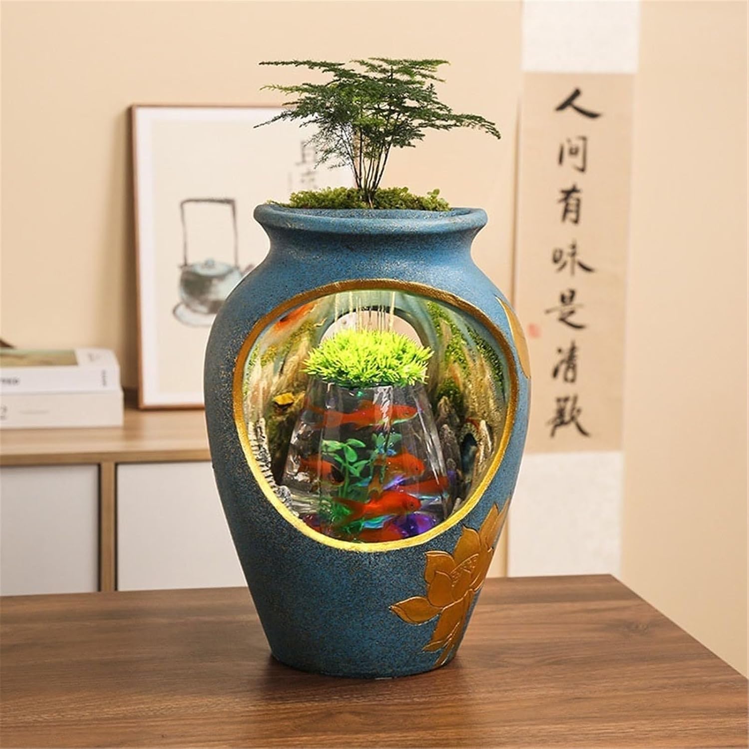 Tabletop Tabletop Fountain, Desktop Fish Tank Relaxing Ambiance for Home and Office Decor Decor