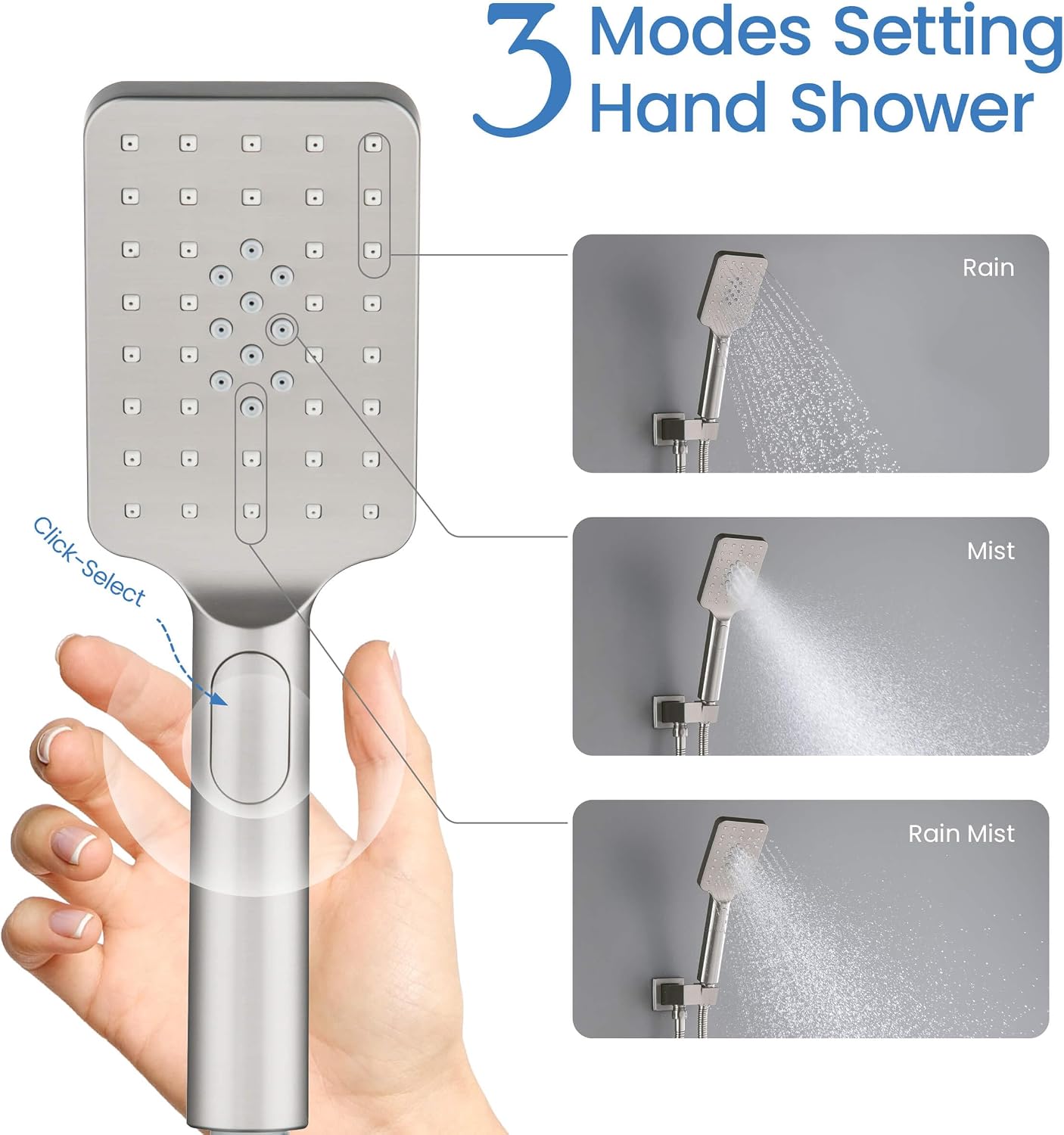 KIBI Shower System with Valve, 3-Function Wall Mounted Shower Faucet Set – Solid Brass Pressure Balanced Shower System with Handheld Shower, 15 Inch Shower Arm, Brushed Nickel (KSF406)