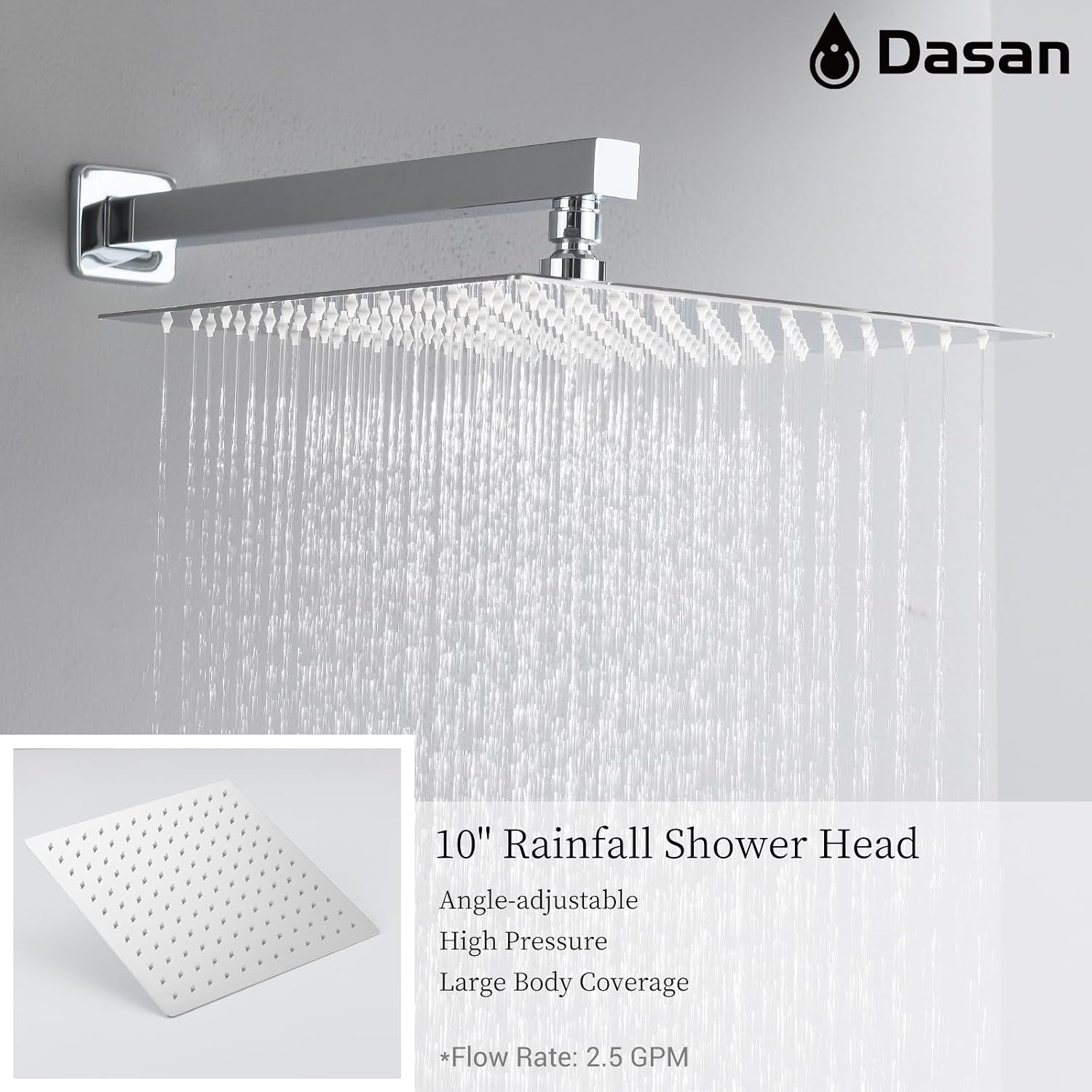 DASAN Tub Shower Faucets Sets Complete Bathtub Shower System with Waterfall Tub Spout, Chrome Bathtub Faucet Set Tub and Shower Faucet Combo Trim Kit with Valve, DA-SS04PC-S10W