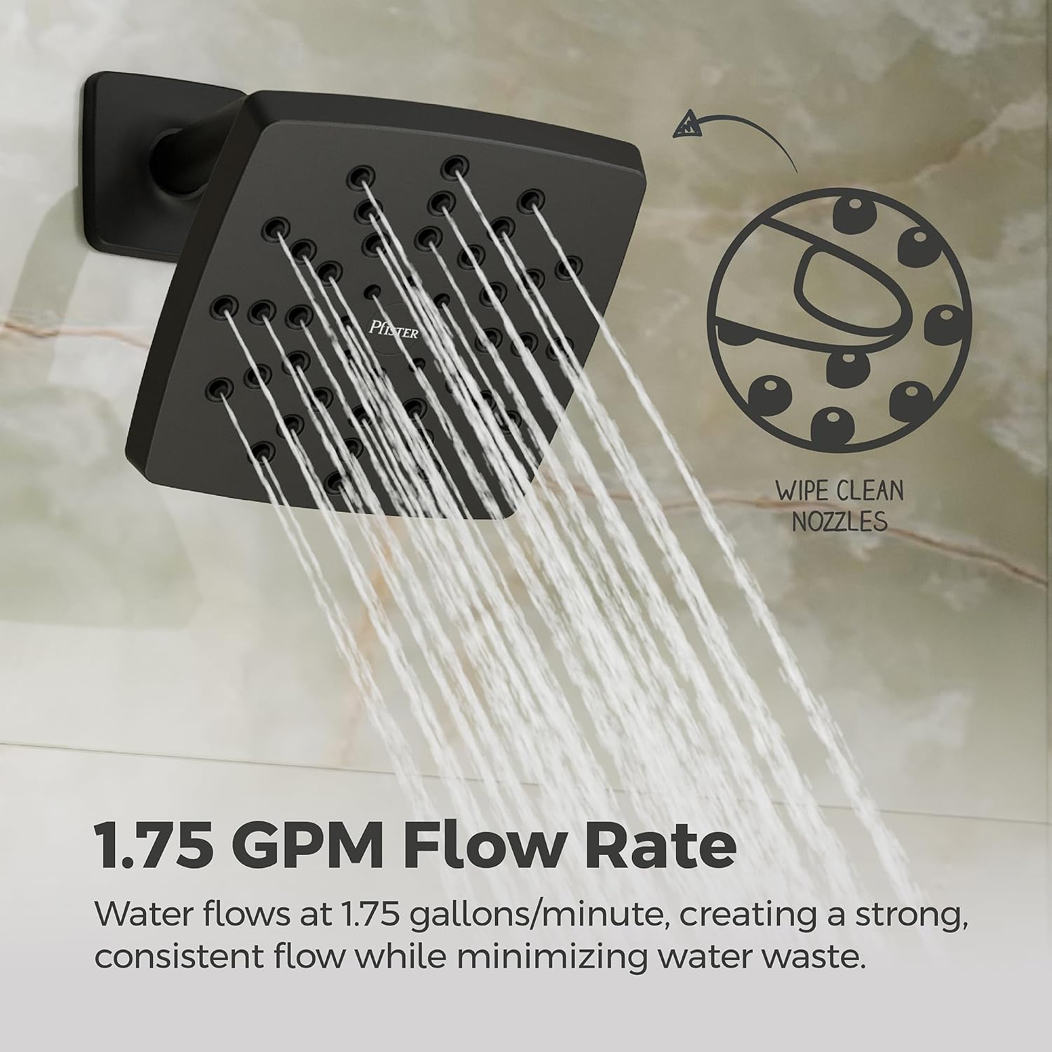 Pfister Vaneri Tub and Shower Faucet Set with Valve and Cartridge Included, 1-Handle Rain Shower Head with Tub Spout, Matte Black and Brushed Gold Finish, Model 8P8WS2VRISBBG