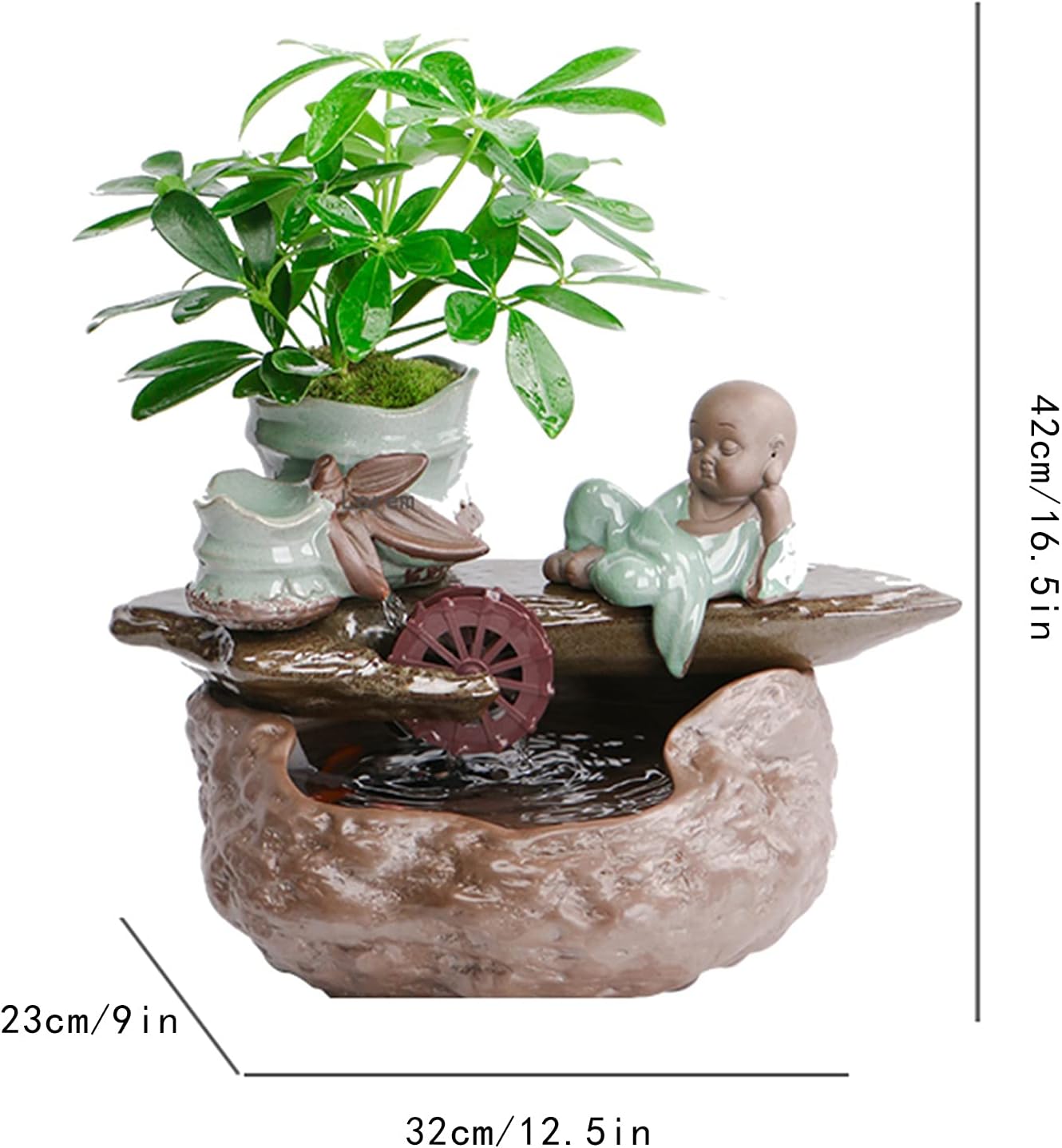 Tabletop Fountain Tabletop Water Fountain Zen Meditation Indoor Waterfall Fountain Desktop Fountain for Home Office Decor De-Stress and Relax Water Fountain Decor