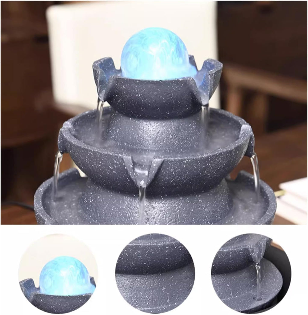 GLigeT Tabletop Fountain Table De Table Flow Water Balancel Table Fontaine Salon Humidificateur Plancher Ornement Lumière Tournant Water Ball Ornement Water Fountain Decor(Medium)