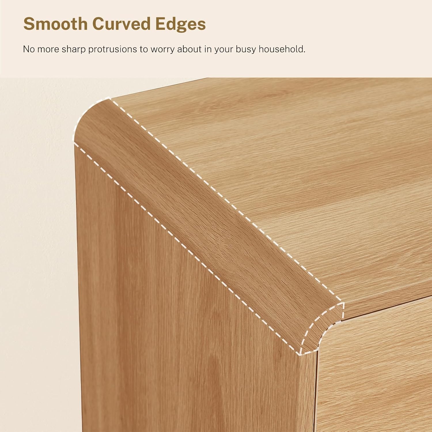 TEENFON 55' Dresser for Bedroom with 6 Drawers, Dressers & Chests of Drawers with Curved Profile Design, 6 Drawer Dresser, Bedroom Dressers, Wood Dressers for Bedroom, Hallway, Natural