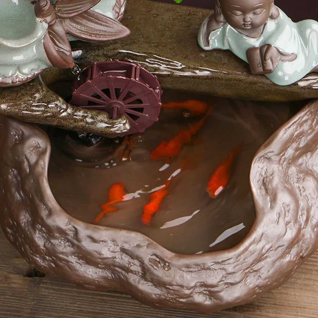 Tabletop Fountain Tabletop Water Fountain Zen Meditation Indoor Waterfall Fountain Desktop Fountain for Home Office Decor De-Stress and Relax Water Fountain Decor