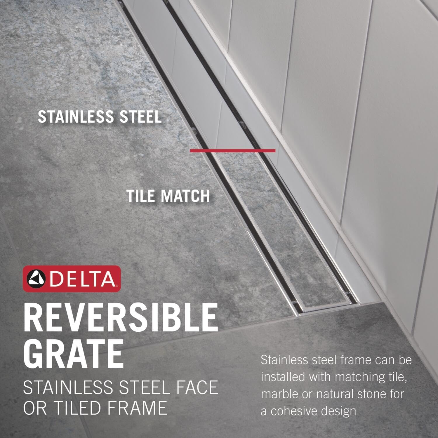 Delta Faucet 24-Inch Reversible Linear Shower Drain Trim in Stainless